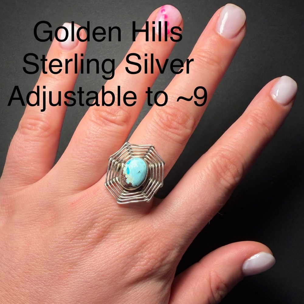 Sterling Silver Golden Hills Turquoise Ring - Adjustable